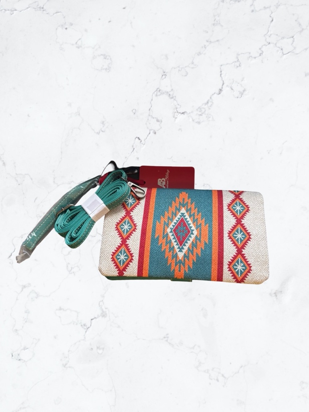American Bling by Montana West Boho Aztec Crossbody Bag in Teal & Red